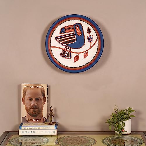 Image of Aakriti Art Creations Serene Songscapes Terracotta Wall Decor Plate, Pichhwai Art Wall Hanging Plate Set of 1, Blue Color | Glossy Finish Terracotta | Home Items for Living Room, Bedroom, Office