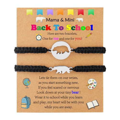 Image of P. BLAKE First Day of Kindergarten Bracelet Back to School Gifts Mommy and Me Matching Bracelets Set for Mother Daughter Son Girls Boys Jewelry Gifts