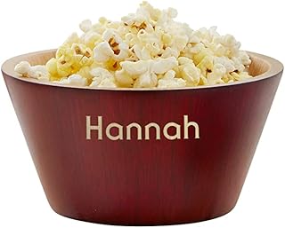Personalization Universe Personalized Bamboo Red Popcorn Bowl - Ideal for Movie Nights, Sleepovers, and Snacks - Lightweight Bamboo, Serving Bowl - Large Size