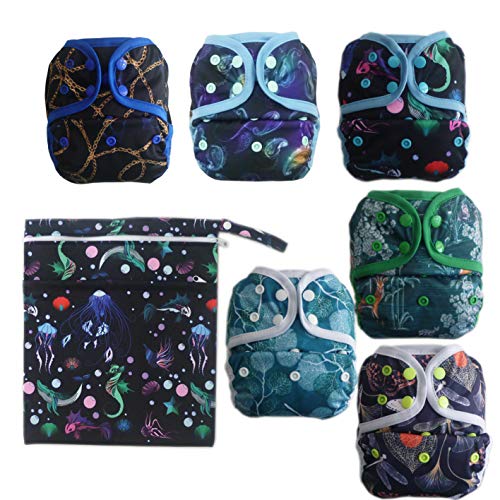Baby Cloth Diaper Cover, Reusable, Washable, Adjustable (Group 6+1 Boy)