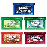 IVXCR 5 Pcs Pokemon Ruby,Emerald,Sapphire,LeafGreen,FireRed Version GBA Game,Pocket Monster Third-Party Cards Gameboy Cartridge Compatible with GBM/GBA/SP/NDS/NDSL (Reproduction Game Cards) (5pcs-1)