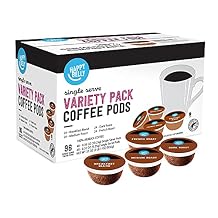 Amazon Brand - Happy Belly Variety Pack Compostable Coffee Pods, Compatible with K-Cup Brewer Breakfast Blend, Dark/ Medium/ French Roast 96 count Pack of 1