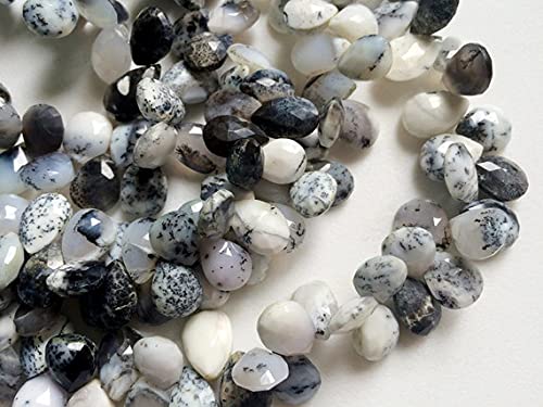 Perles de dendrite en poire facettée LKBEADS 8x11mm pour création de collier de 4 pouces