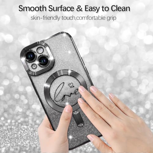 Image of ZIYE Magnetic Case Designed for iPhone 14 Glitter Case-Black