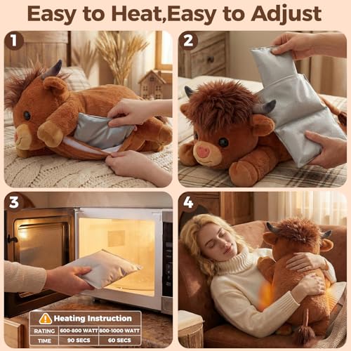 Image of Mewaii Weighted Stuffed Animals with Microwavable Heating Pad - 5 lbs Adjustable, Heatable & Coolable Stuffed Animal for Realistic Hug, Removable Inner Pad, Plush Gifts for Kids (Amber Brown, 23 Inch)