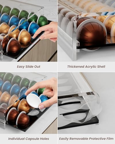 image for LifeMoreasy Storage Drawer for Nespresso Vertuo Coffee Pod Holder for 