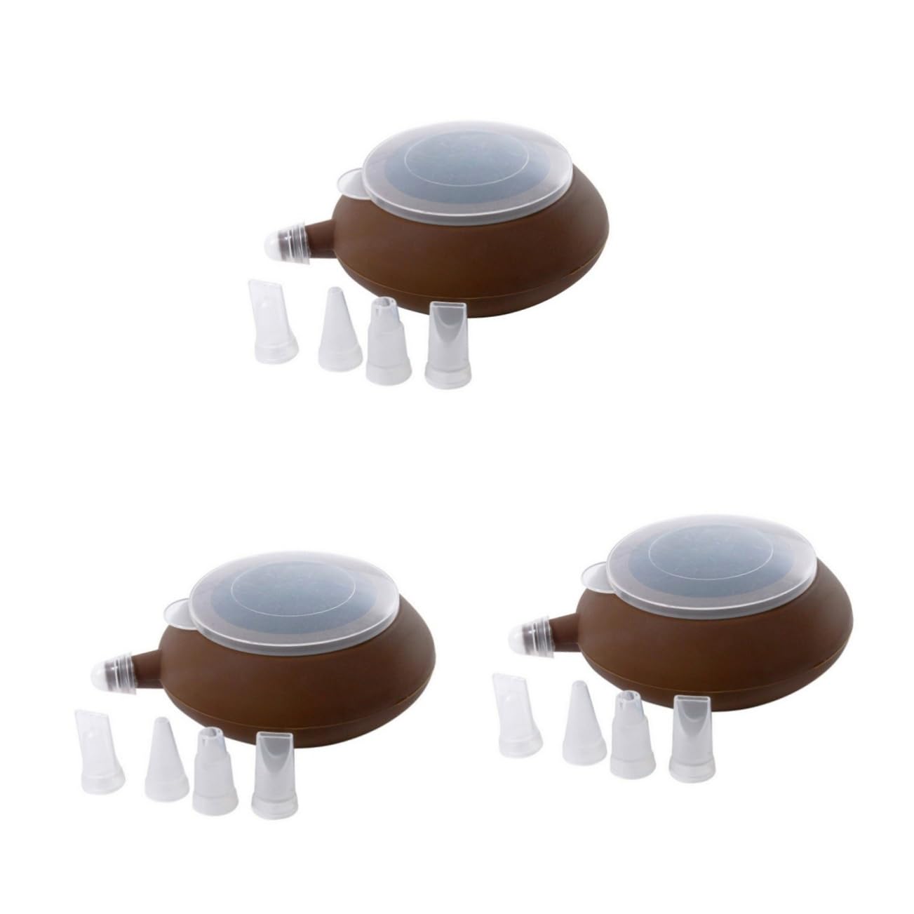 OUNONA 3piezas Squeezer De Silicona Para Decoración De Pasteles Con Boquillas Molde De Galletas y Pastel Para Hornear y Decorar Tartas Color Café