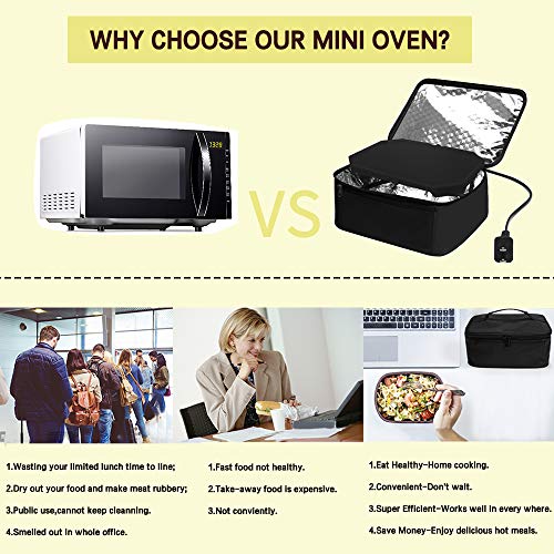 Triangle Power Personal Portable Oven, Electric Slow Cooker for Food,Mini Oven for Meals Reheat,Food Warmer with Lunch Bag(110V)