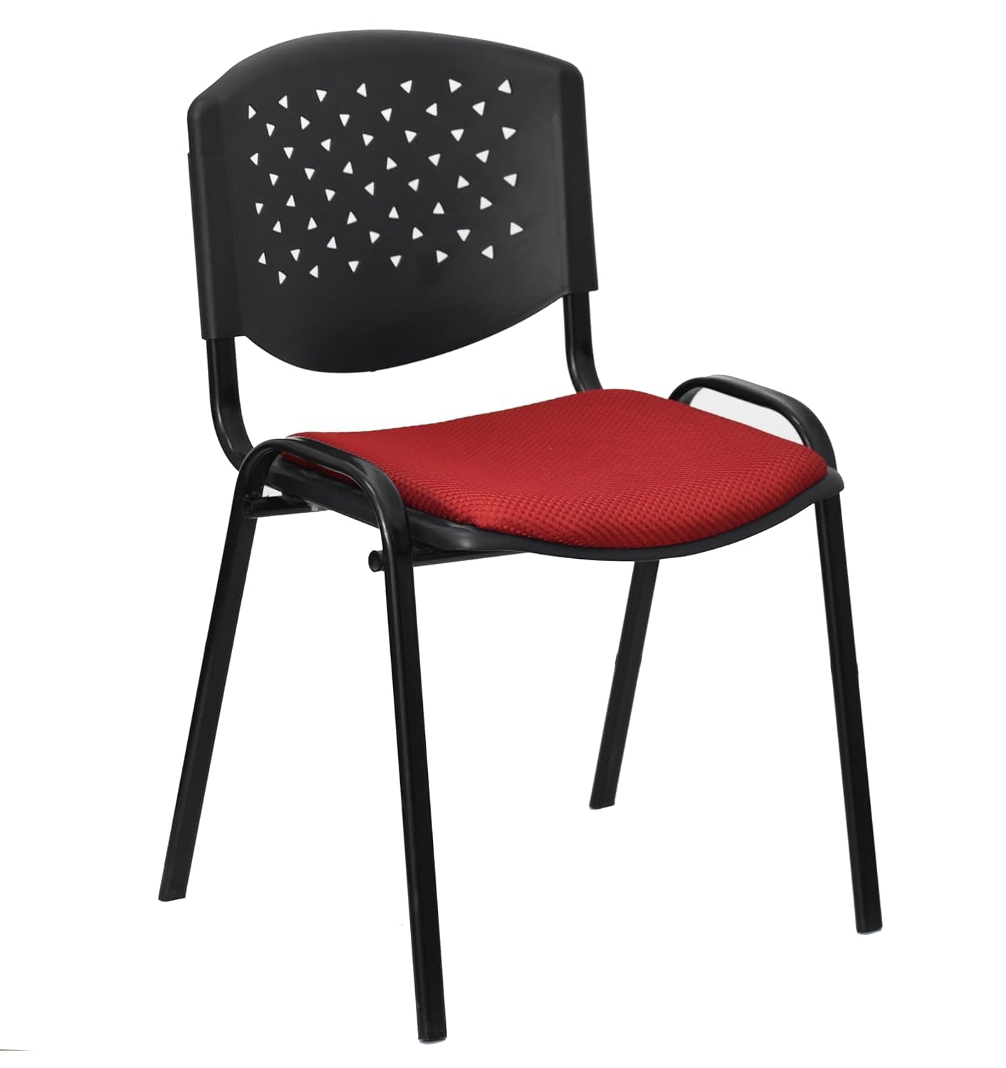 SPLENDOR Reception Visitor Chair Office Conference Desk for Guest Waiting Room Lobby Banquet Events Black (1, RED-BLACK, FABRIC SEAT)