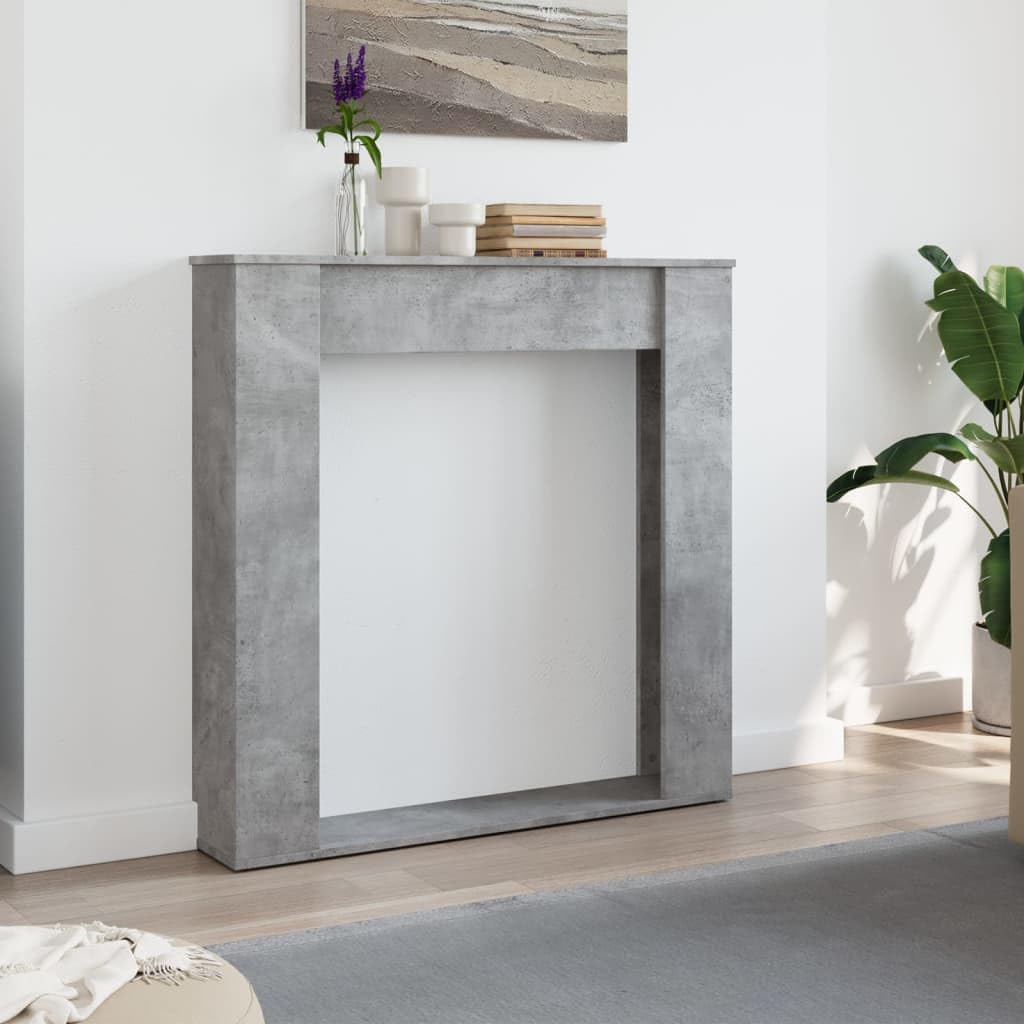 Homgoday Kaminumrandung Kaminverkleidung Kaminkonsole Deko Kaminrahmen Kamingehäuse Dekokamin Wohndekoration Kaminsims Dekokamin für Wohnzimmer Betongrau 100x20x100 cm Holzwerkstoff