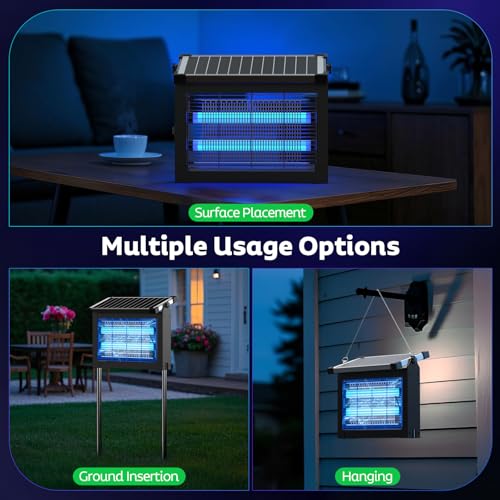 OnBeam Solar Bug Zapper Outdoor, Mosquito Zapper Waterproof Electric Fly Zapper Rechargeable Mosquito Killer Lamp - image 8