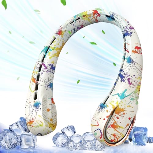 ASNUG Neck Fan, Bladeless Neck Fan, USB Rechargeable Personal Fan, 4000 mAh Battery Operated Neck Fan, 3 Speeds Adjustable,Faster Cooling, Ultra Quiet, Suitable for Home, Office, Travel, Sports