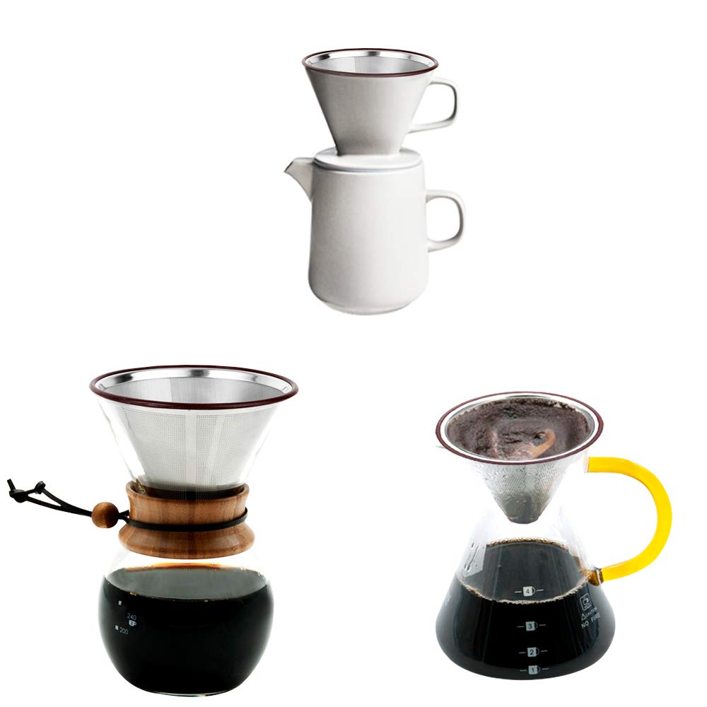 Filtre à Café En Acier Inoxydable Réutilisable - Pour 1 à 2 Tasses, Sans Papier, Filtration Double Couche, Idéal Pour Café Filtre
