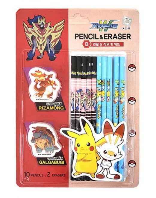 Set de 10 lápices B Pikachu con 2 borradores miniatura 1