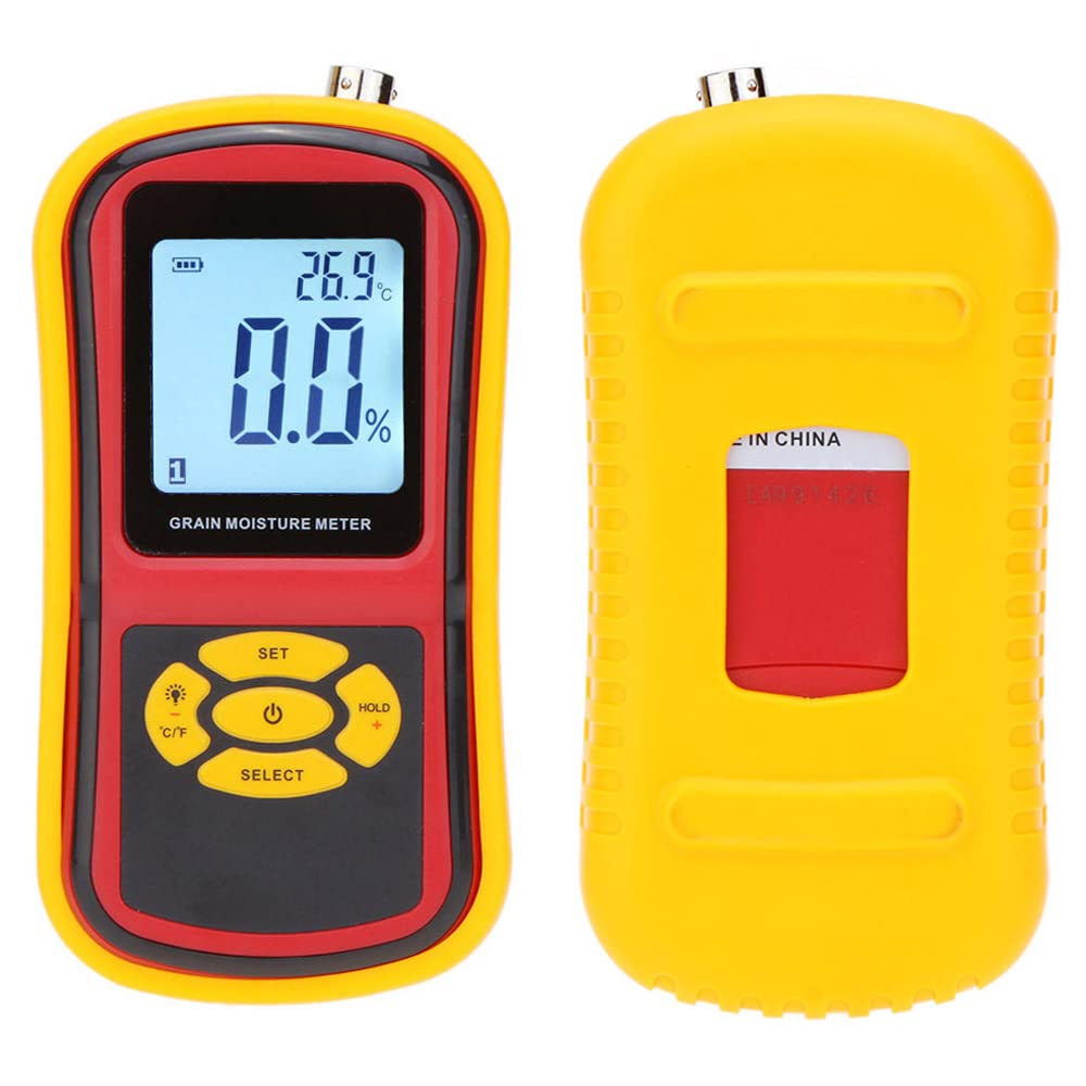 GM640 Medidor de Humedad de Grano Digital portátil Higrómetro con Pantalla LCD Sonda de medición para maíz Trigo Arroz Frijol Temperatura Humedad Probador