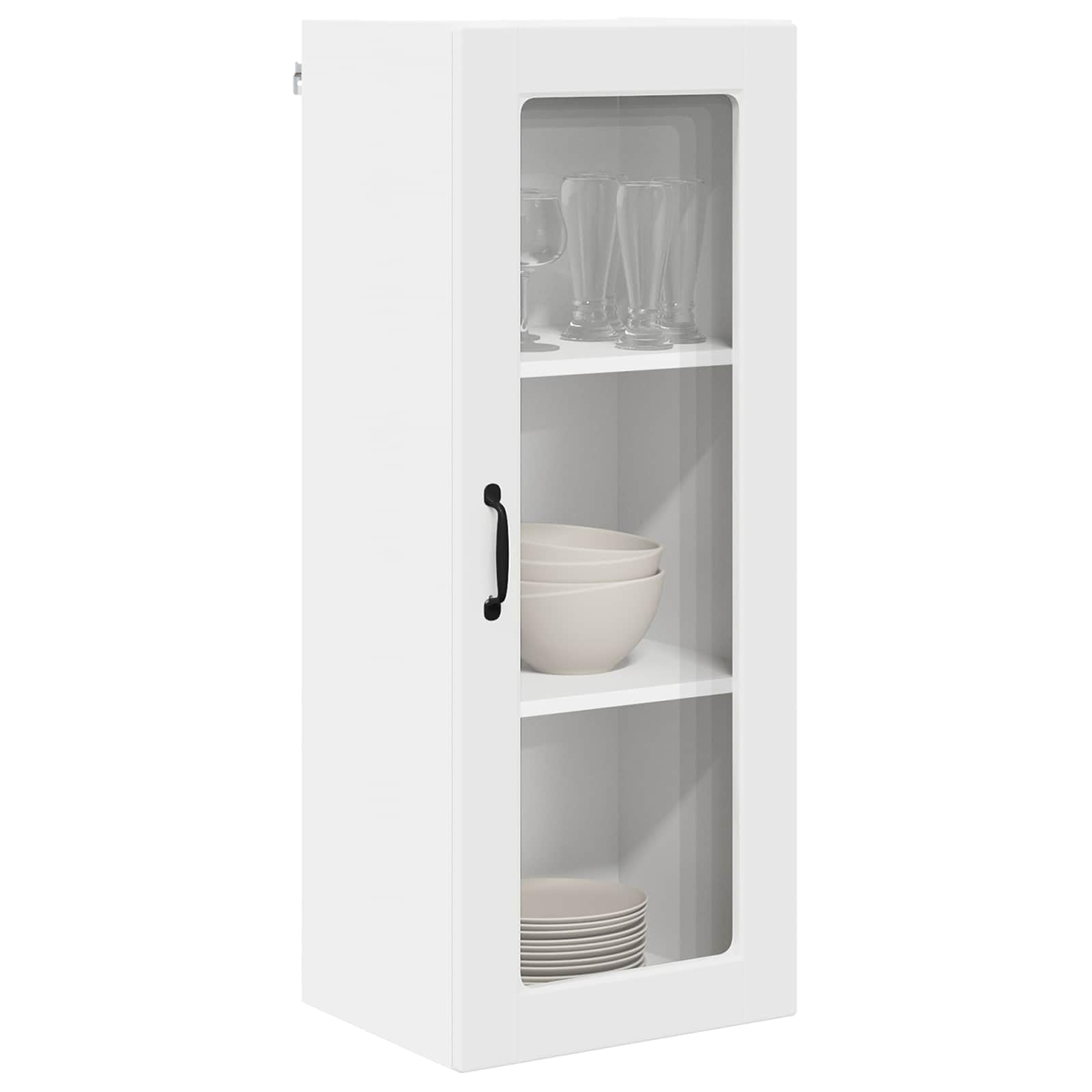 Vidaxl White Wall Glass Cabinet Porto 40 X 31 X 100 Cm Engineered Wood