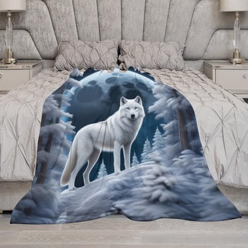 Plaid polaire loup couverture flanelle idée cadeau douce - 8