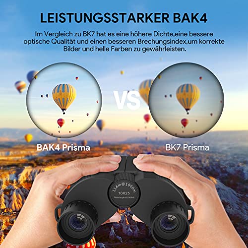 Fernglas 10x25 Ferngläser für Kinder und Erwachsene, HD Wasserdicht Feldstecher mit Nachtsicht und FMC-Linse für… – Bild 5