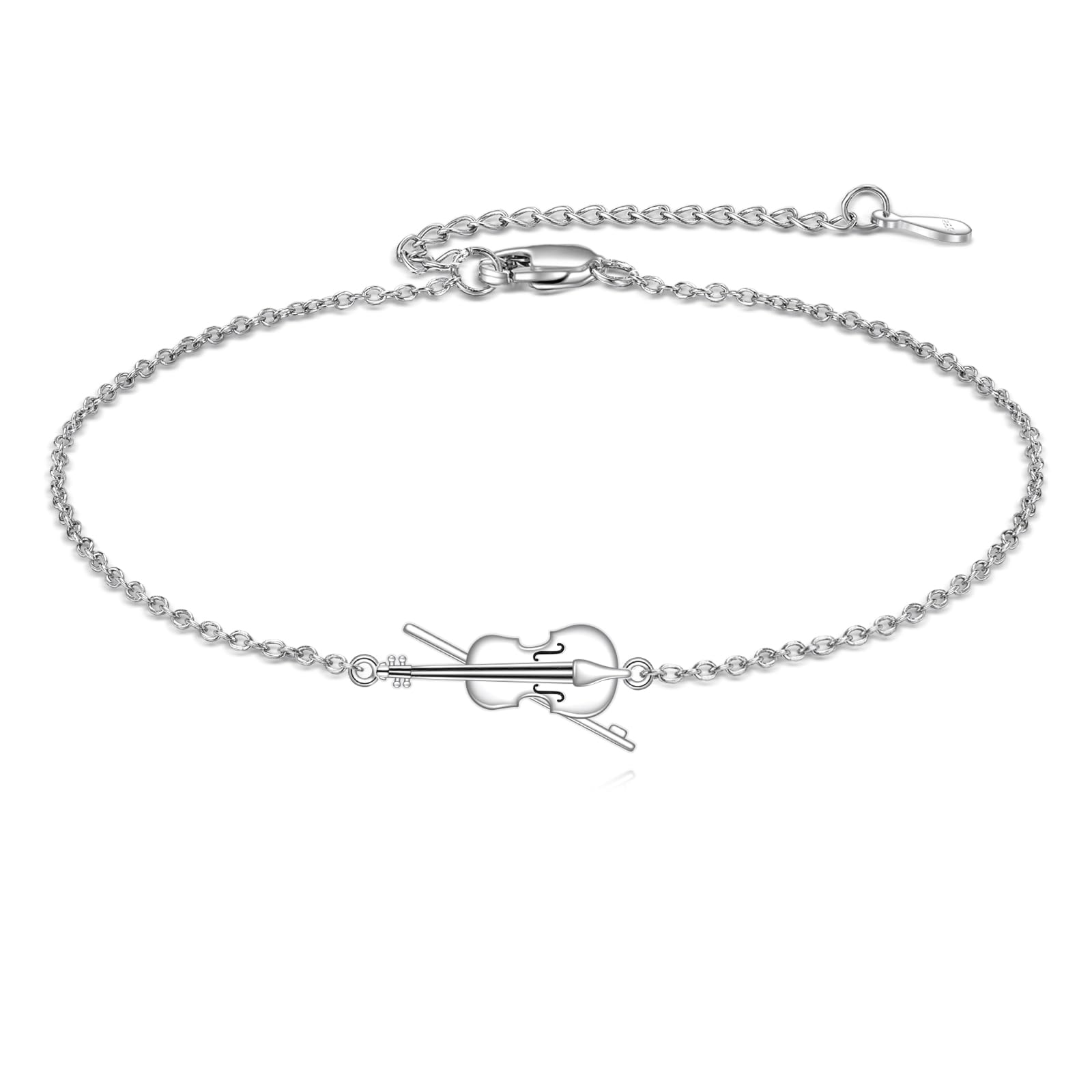 YAFEINI Pulsera de violonchelo y violín de plata de ley 925, pulsera de violonchelo, joyería musical, regalos para mujeres amantes de la música