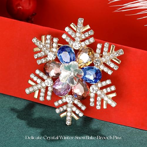 Image of Delicate Crystal Winter Snowflake Brooch Pins Christmas Brooch Corsage Pins for Women Girls Dance Balls Wedding Bridal Jewelry Dress Accessories Jewelry Corsage for Hat Bag Suit Tie Wedding