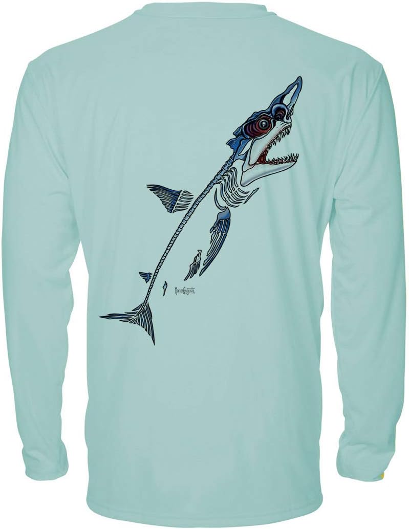 Denali Performance Men's UPF 50+ ProtectUV Mega Solar Long Sleeve T-Shirt Trophy Bones Collection by Marcos Augusto: Mako
