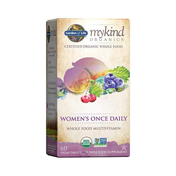 Garden-of-Life-Multivitamin-for-Women-mykind-Organics-Womens-Once-Daily-Multi-60-Tablets-Whole-Food-Multi-with-Iron-Biotin-Vegan-Organic-Vitamin-for-Womens-Health-Energy-Hair-Skin-and-Nails Garden of Life Organics Multivitamin for Women - Women's Once Daily Multi - 60 Tablets, Whole Food Multi with Iron, Biotin, Vegan Organic Vitamin for Women's Health, Energy Hair Skin and Nails