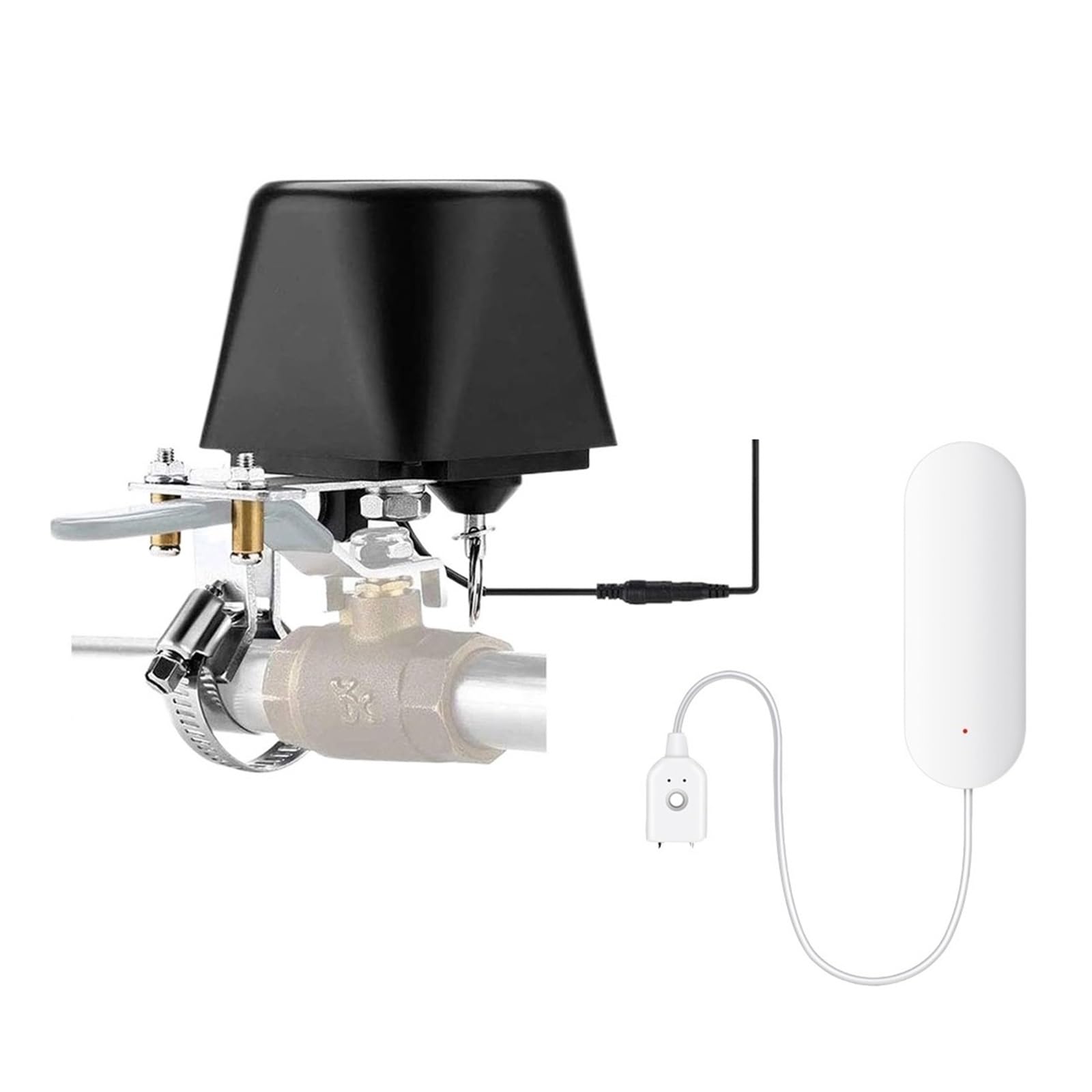 Tuya Smart Home Wireless WiFi Alarm Water Leakage Leak Sensor Detector Flood Alert Overflow Linkage Set With Valve Controller Water Conservation(Linkage Set)