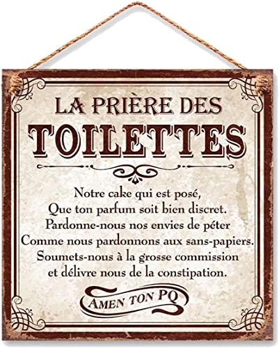 Rétro Plaque métallique à Suspendre Prière des Toilettes 20 cm