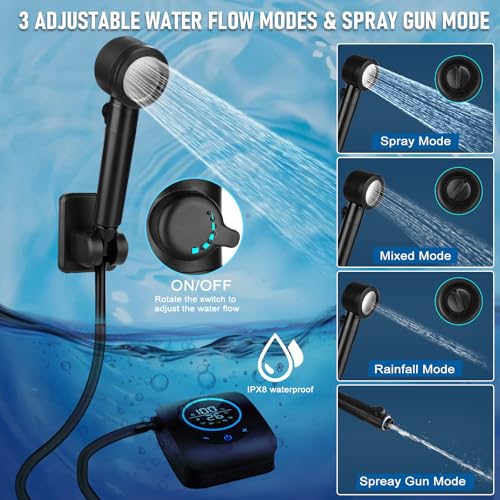 Ducha Portátil Spopal para Camping, Recargable 8000mAh [Mejorada] miniatura 4