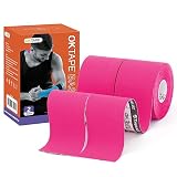 OK TAPE Basic Original Cotton Kinesiology Tape (2 Pack), Elastic Water Resistant Therapeutic Athleti