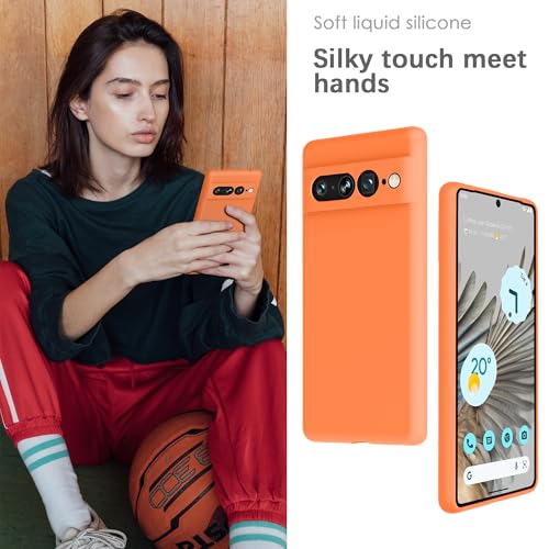 Image of YATWIN Silicone Back Case for Google Pixel 7 Pro, Soft-Touch Phone Back Cover for Google Pixel 7 Pro - Orange