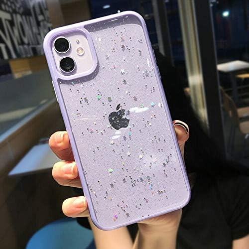 ZTOFERA TPU Back Case for iPhone 11, Glitter Translucent Design Liquid Silicone Case, Anti-scratch Shockproof Flexible Bumper Cover for iPhone 11 (6.1") - Purple Glitter