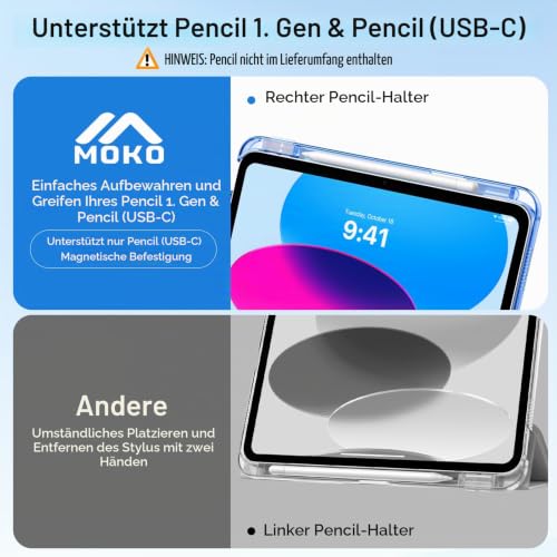 MoKo für iPad (A16) 11. Generation Hülle 11 Zoll 2025 mit Stifthalter – Ansicht 6
