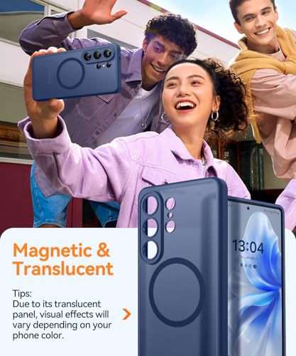 Image of CANSHN Designed for Samsung Galaxy S26 Ultra Case (6.9 inch), Upgraded [Full Camera Protection] [Compatible with Magsafe] [Translucent Matte] Shockproof Protective Phone Cover, Deep Blue