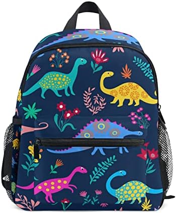 Aflyko Flowers and Dinosaurs Kids Backpack for Daycare Bookbag for Kindergarten Daypack for Toddler Girls and Boys 10 x 4 x 12 Inch
