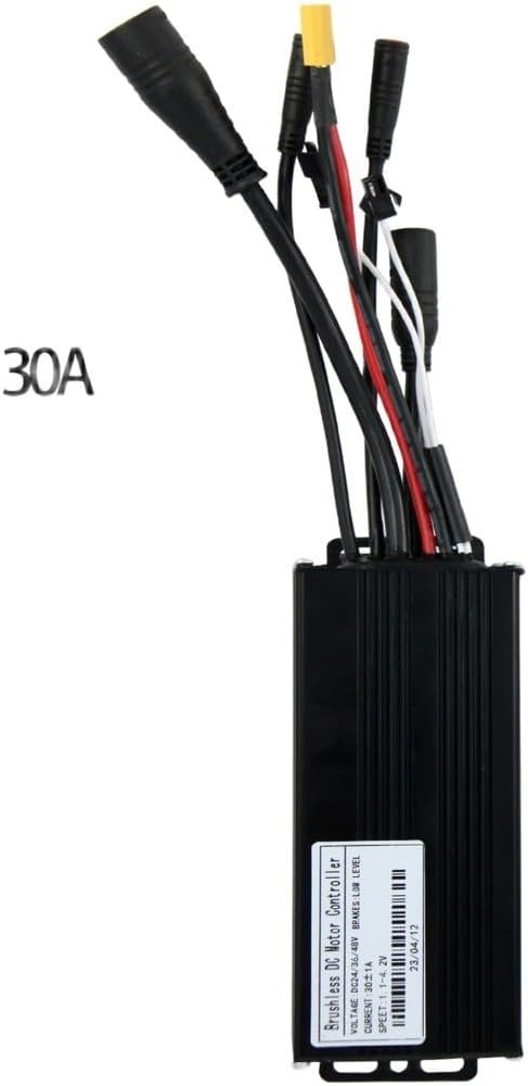 24V 36V 48V 30A Brushless Motor Controller for Ebike with Front Light Function, Compatible with 750W 1000W Power Systems, Includes LED Wire and Magnetic Point Connectors