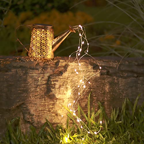 Solar Lights Outdoor Garden Decor,Solar Waterfall Lights, Metal Hanging Lantern Waterproof Watering Can Landscape Lights, For Yard Porch Lawn Backyard Landscape Pathway Patio Outside Gardening Gifts #TOP1