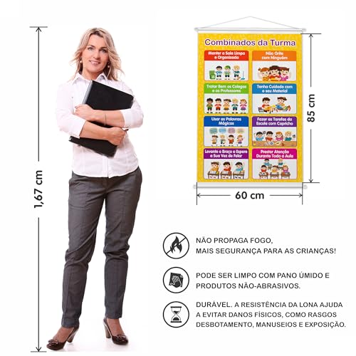 Banner Didático Infantil Pedagógico Combinados da Turma Ensino Crianças Escola Alunos Educação