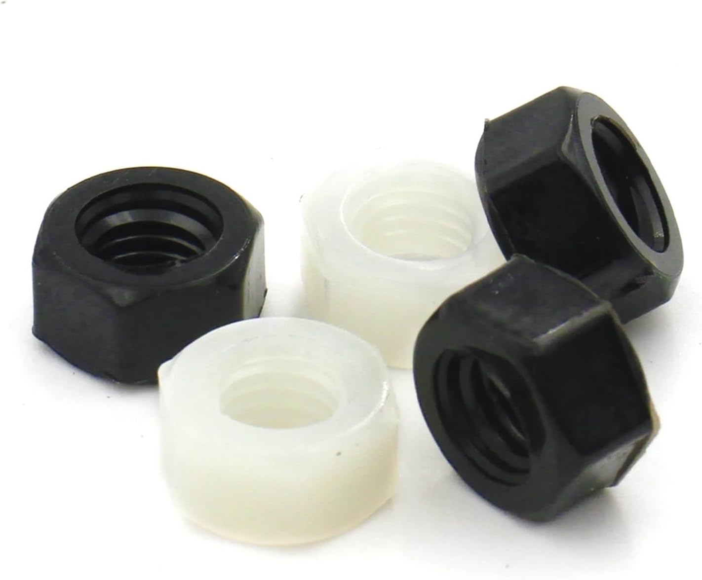 Carbon Steel Hexagonal Nut, Stainless Steel Nut,5/10/20/50pcs M2 M2.5 M3 M4 M5 M6 M8 M10 M12 M14 M16 M18 M20 Black or White Plastic Nylon Hex Hexagon Nut(White Color,M2.5 (50pcs))