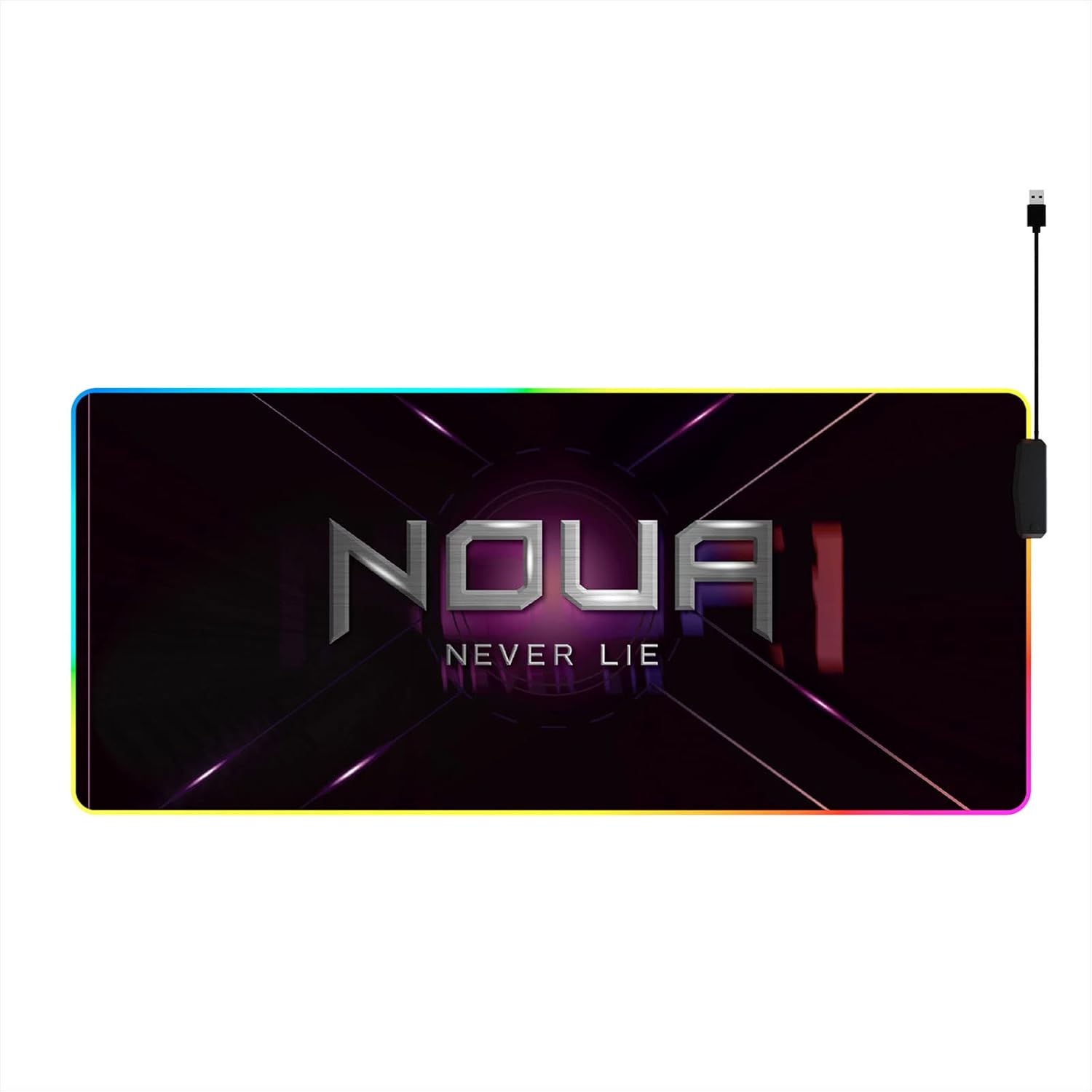 Noua Dusk Pro Tappetino Mouse Gaming RGB Hub con 4 Porte USB 2.0, Mouse Pad 14 Modalità di Illuminazione XXL 800 x 300 mm, Base in Gomma Antiscivolo con Spessore di 4 mm per Computer, PC e Laptop