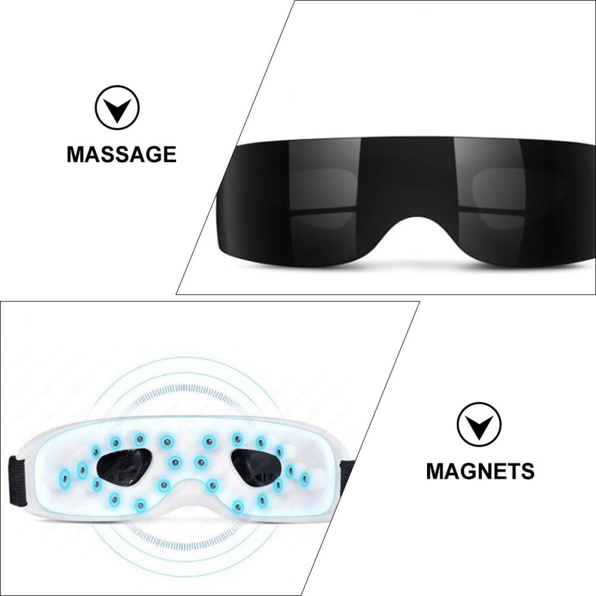 Massaggiatore in Silicone Magneti Ricaricabile 200mah per Occhi Elettrico per Rilassare la Zona Oculare e Alleviare la Fatica Oculare Alimentazione USB