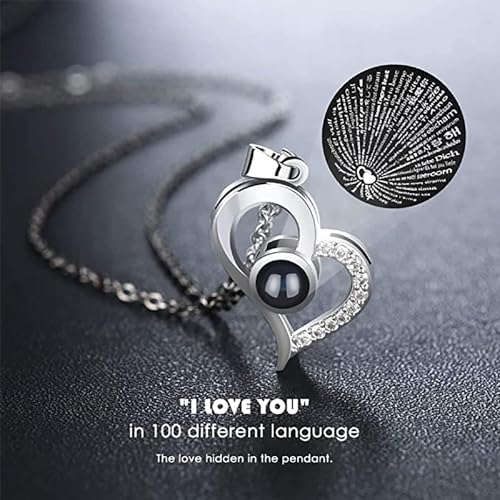 Image of FINALIZE Rose Flower with Heart Necklace, Gift for Wife, Girlfriend, Fiancee On Valentines Day Birthday Wedding Anniversary, Necklace with Rose Flower Box Bag Gift Card (Silver Heart - Red Rose)