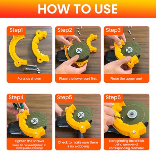 Image of Serplex Multi Drill Bits Sharpener Attachment Tool for Electric Disc Cutter Electric Angle Grinder Attachment for Sharpening Drill Bits Universal Drill Bits Sharpening Tool for 4-12mm Dia Drill Bits