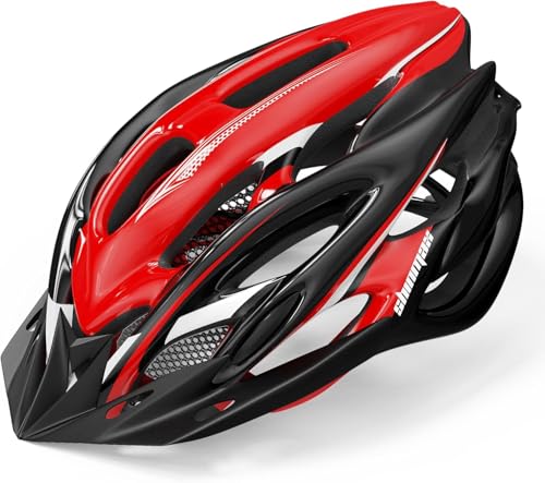Shinmax Fahrradhelm Herren Damen Fahrradhelm mit Licht Fahrrad Helm mit Visier Helm Fahrrad Superleicht Einstellbare MTB Erwachsenen mit Aufbewahrungstasche (Schwarzes Titanorange)