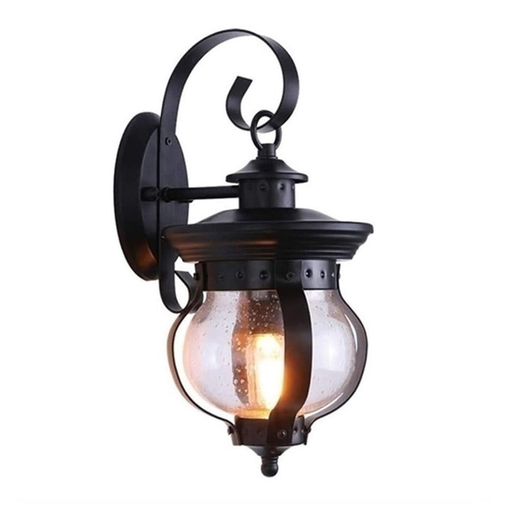 OZBMA Retro Style Iron Wall Sconce Clear Glass Shade Lamp Outdoor Waterproof Light for Doorway Patio Porch Garden Villa Aisle Garage