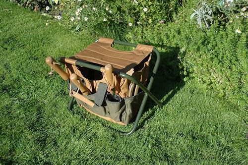 Esschert Design GT01 Gartengerätestuhl, Werkzeughalter in grün/braun, ca. 40 cm x 31 cm x 31 cm - 9