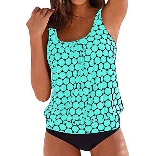 Generic Damen Tankini Set Push Up Bauch Weg, Große Größen, Minzgrün-a,...