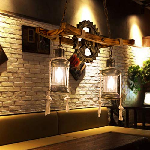 Lámpara de hierro forjado antiguo y madera noble estilo candelabro 5