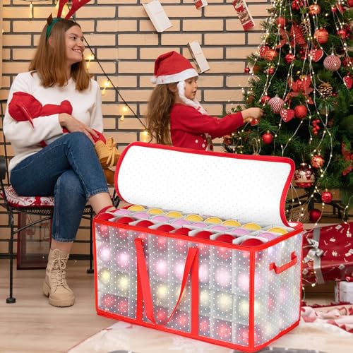 Miniatura 3 de Seachrgif Caja Bolas Navidad 128 Compartimentos Caja Para Guardar Organizador Caja Almacenaje Bolas De Navidad
