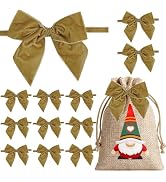 LiBongTa 12 PCS Khaki Bows 5" Velvet Ribbon Bow, Valentines Bow and Ribbon Set, Valentines Bow fo...